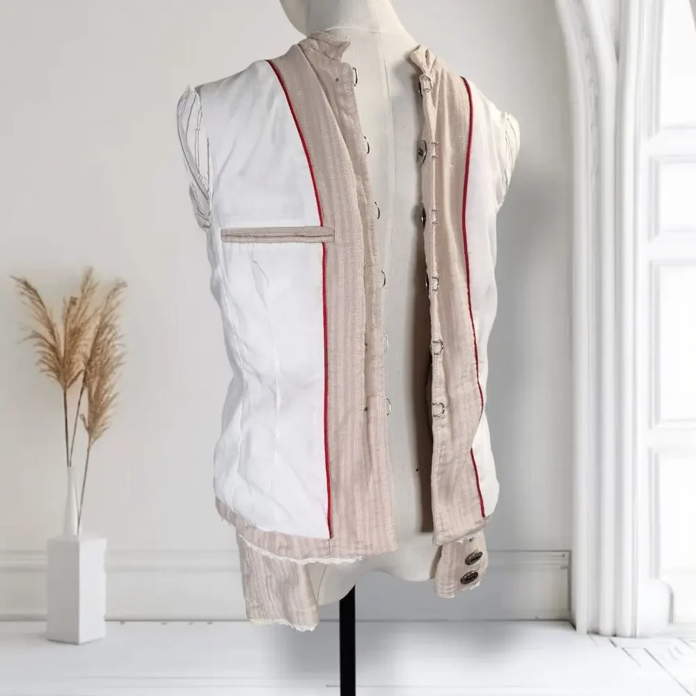 Marc Jacobs Blush Textured Jacket Eyelet Lace Trim Military Utility Size 8